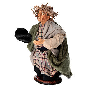 Vecchio mendicante in ginocchio 15 cm terracotta presepe napoletano