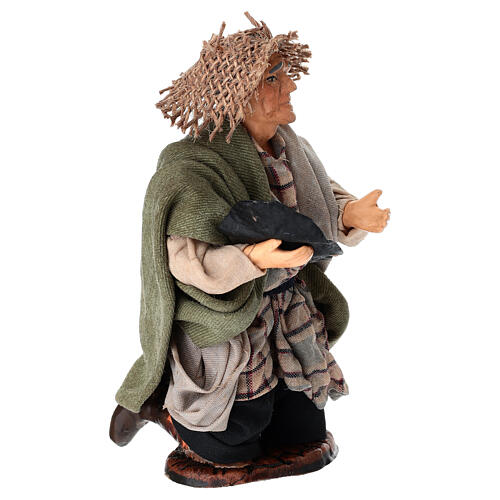 Vecchio mendicante in ginocchio 15 cm terracotta presepe napoletano 3