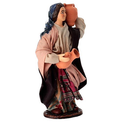 Campesina con ánforas 15 cm terracota belén napolitano 3