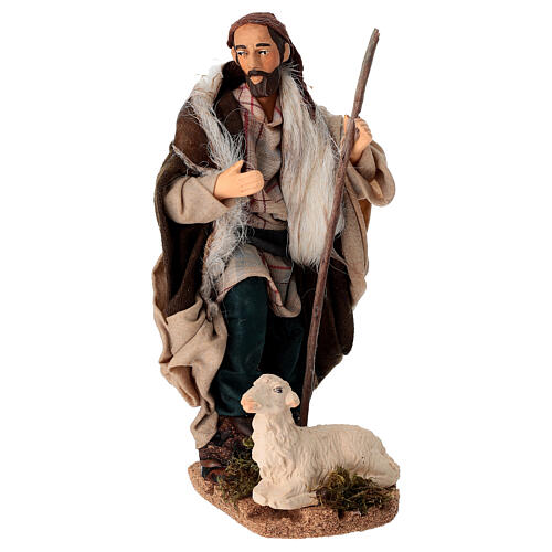 Pastor com ovelha em terracota 15 cm presépio napolitano 1
