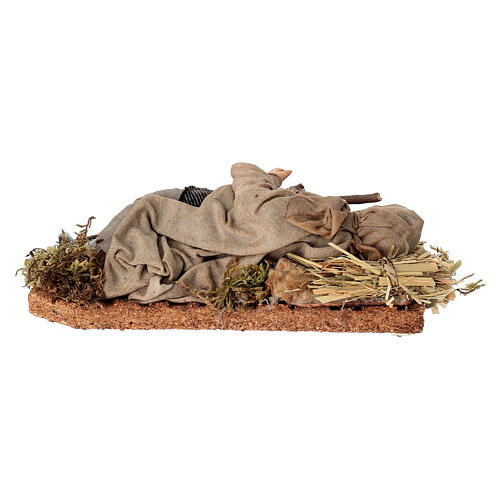 Young shepherd sleeping, terracotta, 15 cm Neapolitan Nativity Scene 4