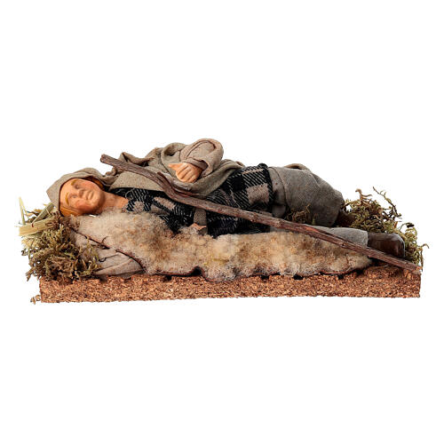 Jeune berger endormi en terre cuite 15 cm crèche napolitaine 1