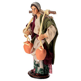 Terracotta Water Carrier Figurine with Amphoras, 15 cm Neapolitan Nativity