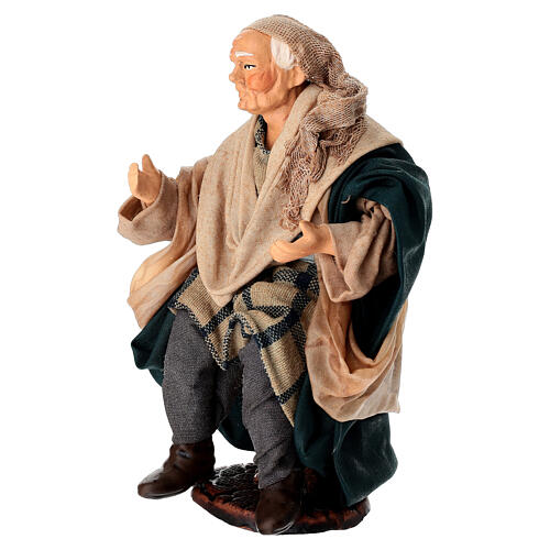 Siedzący starzec - figurka z terakoty, szopka neapolitańska 15 cm 2