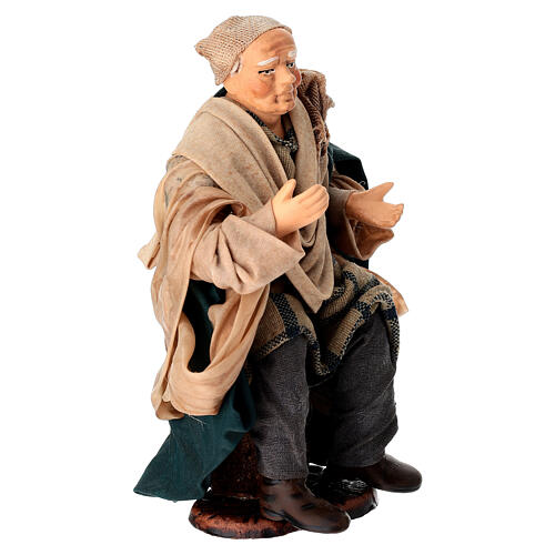 Siedzący starzec - figurka z terakoty, szopka neapolitańska 15 cm 3
