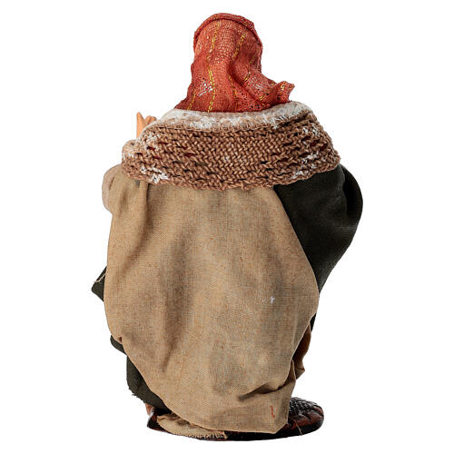 Vieille dame assise en terre cuite 15 cm crèche napolitaine 4