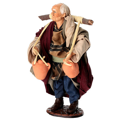 Figurka nosiciela wody z wiadrami, z terakoty, szopka neapolitańska 15 cm 2