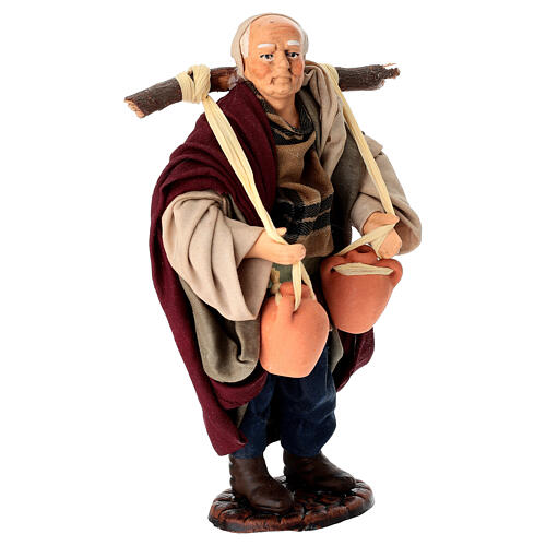 Terracotta Water Carrier Figurine with Buckets, 15 cm Neapolitan Nativity 3