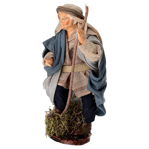 Uomo con bastone terracotta 15 cm presepe napoletano 3