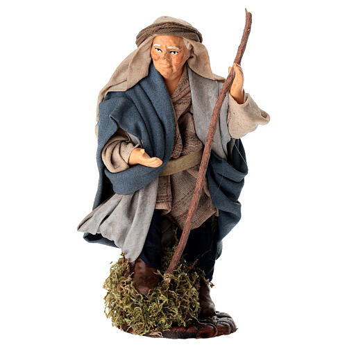 Mężczyzna z kijem - figurka z terakoty, szopka neapolitańska 15 cm 1
