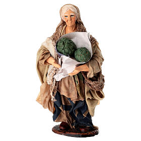 Vieille femme avec artichauts en terre cuite 15 cm crèche napolitaine