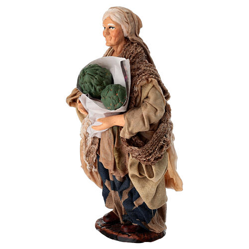 Starsza kobieta z karczochami - figurka z terakoty, szopka neapolitańska 15 cm 2