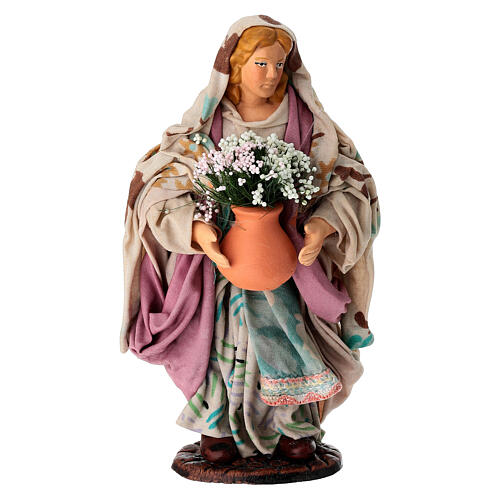 Kwiaciarka z wazonem - figurka z terakoty, szopka neapolitańska 15 cm 1
