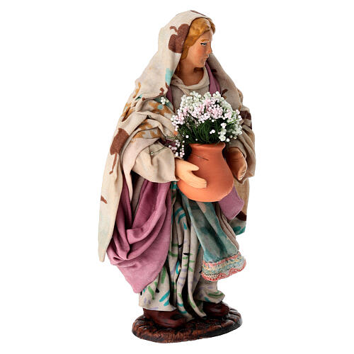 Kwiaciarka z wazonem - figurka z terakoty, szopka neapolitańska 15 cm 3