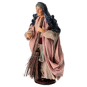 Vecchietta con scopa terracotta 15 cm presepe napoletano