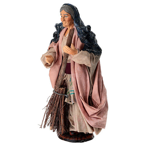 Vecchietta con scopa terracotta 15 cm presepe napoletano 2