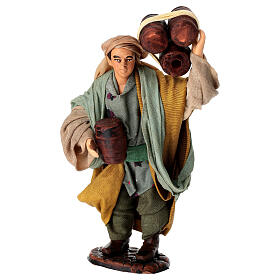 Man with Barrels Terracotta Figurine, 15 cm Neapolitan Nativity