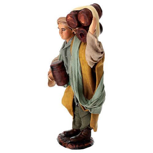 Man with Barrels Terracotta Figurine, 15 cm Neapolitan Nativity 2