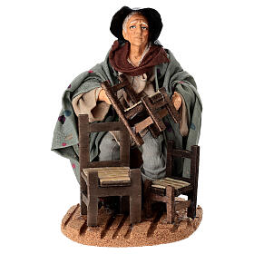 Vecchietto aggiusta sedie 15 cm terracotta presepe napoletano