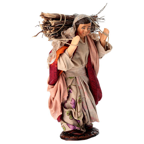 Lenhadora com lenha 15 cm presépio napolitano de terracota 2