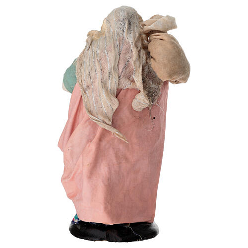 Woman with pole and sack, terracotta, 18 cm Neapolitan Nativity Scene 4