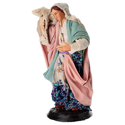 Donna con asta e sacco terracotta 18 cm presepe napoletano 2