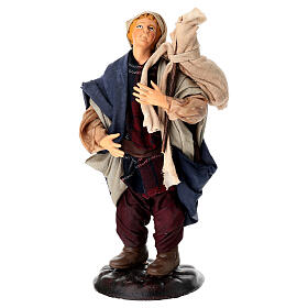Uomo con bastone e sacco terracotta 18 cm presepe napoletano