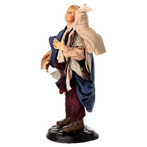 Uomo con bastone e sacco terracotta 18 cm presepe napoletano 3
