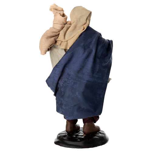 Uomo con bastone e sacco terracotta 18 cm presepe napoletano 4