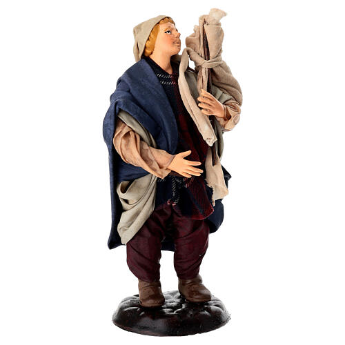 Mężczyzna z kijem i workiem - figurka z terakoty do szopki neapolitańskiej 18 cm 2