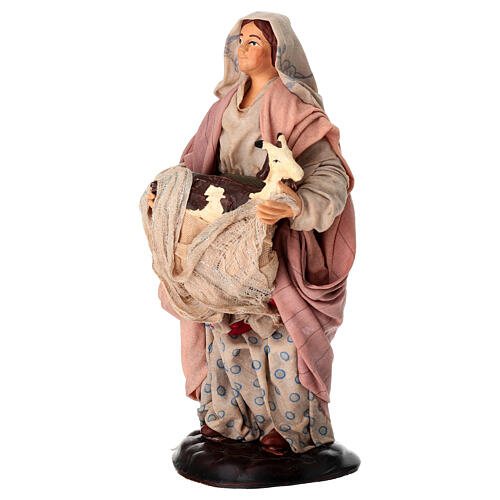 Woman with goat, terracotta, 18 cm Neapolitan Nativity Scene 2