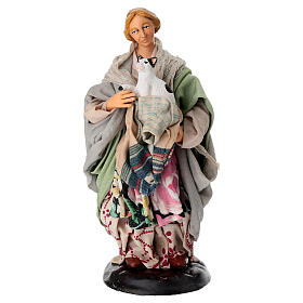 Donna con gatto terracotta 18 cm presepe napoletano