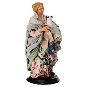 Mulher com gato terracota 18 cm presépio napolitano
