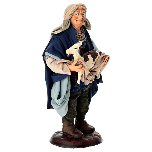 Mężczyzna z koźlęciem - figurka z terakoty, szopka neapolitańska 18 cm 3