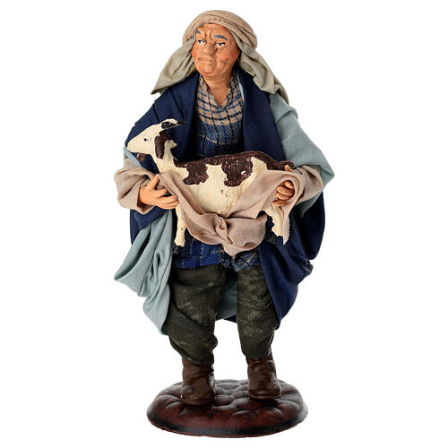 Homem com cabra em terracota 18 cm presépio napolitano 1