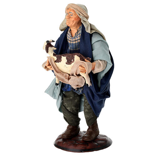 Man with Kid Figurine, Terracotta, 18 cm Neapolitan Nativity 2