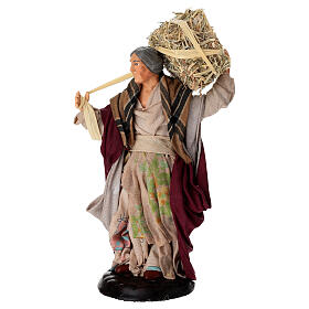 Elderly woman with hay bale for 18 cm terracotta Neapolitan Nativity Scene