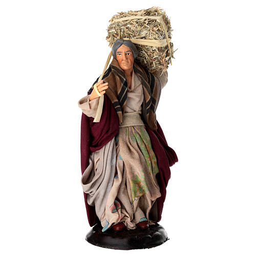 Vecchietta con balla di fieno 18 cm terracotta presepe napoletano 1