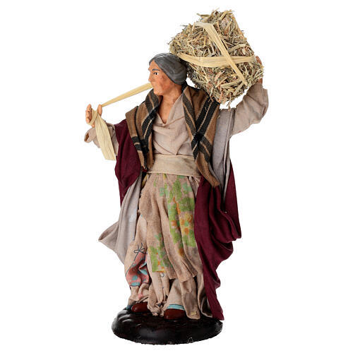 Terracotta Old Woman with Bale of Hay, 18 cm Neapolitan Nativity 2