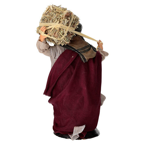 Terracotta Old Woman with Bale of Hay, 18 cm Neapolitan Nativity 4