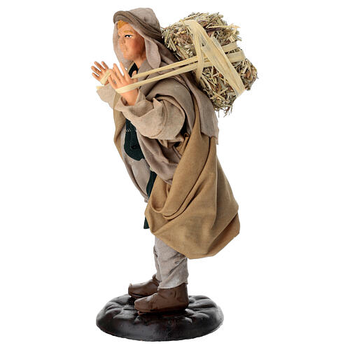 Contadino con balla di fieno 18 cm terracotta presepe napoletano 2