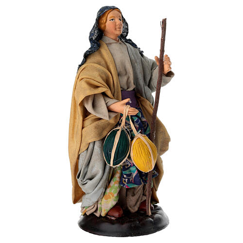 Vieille femme avec melons 18 cm terre cuite crèche napolitaine 3