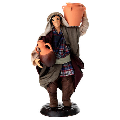 Uomo con brocche terracotta 18 cm presepe napoletano  1