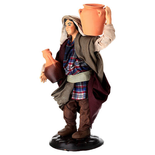 Uomo con brocche terracotta 18 cm presepe napoletano  2