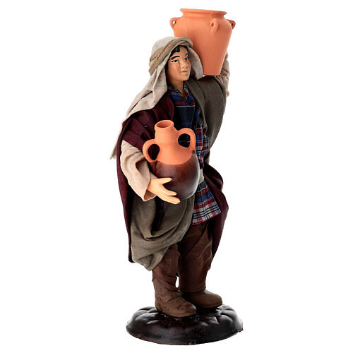 Uomo con brocche terracotta 18 cm presepe napoletano  3