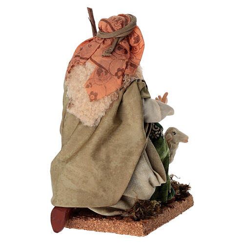 Paysanne à genoux avec agneau 18 cm terre cuite crèche napolitaine 4