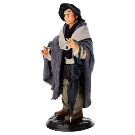 Uomo con ombrello terracotta 18 cm presepe napoletano