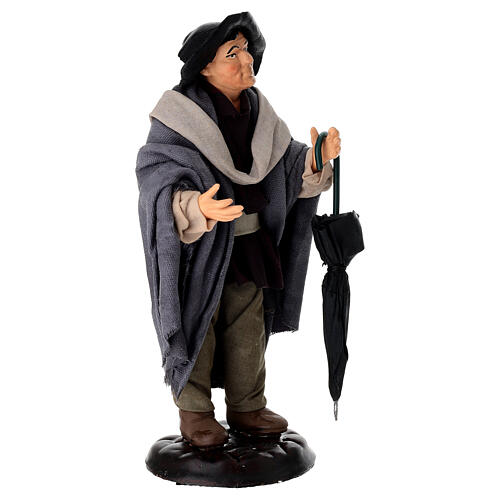 Man with Umbrella Figurine Terracotta, 18 cm Neapolitan Nativity 3