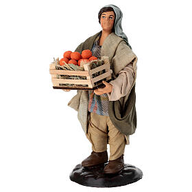 Uomo con cesto di arance 18 cm terracotta presepe napoletano