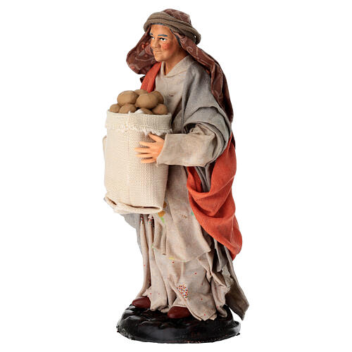 Femme avec sac de pommes de terre en terre cuite 18 cm crèche napolitaine 2